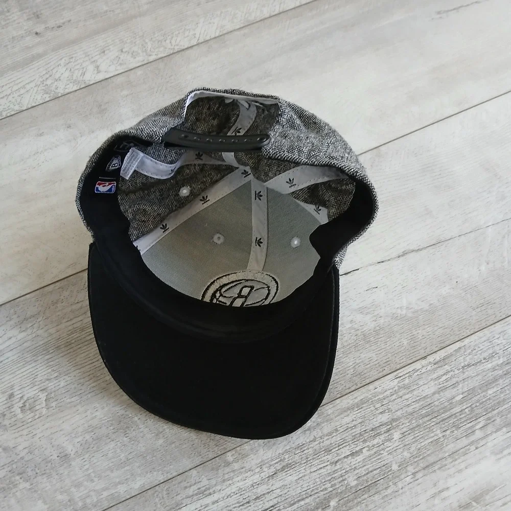 Adidas NBA Brooklyn Nets Hat Cap Gray Black Basketball Flat Brim‎